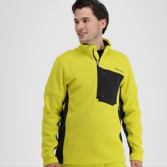 Spyder Men's Bandit Full Zip Fleece Jacket Citron & Black Color